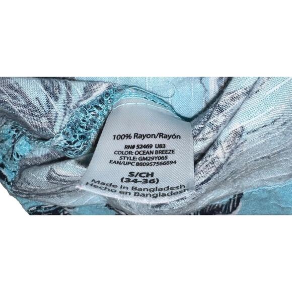 Hawaiian Shirt Small Ocean Breeze Blue Palm Trees Short Sleeve Button Front - Picture 4 of 8